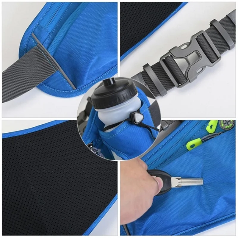 Hiking Fanny Pack Water Bottle Holder Outdoor Sport Running Waist Bag for Cycling Dog Walking - Rose