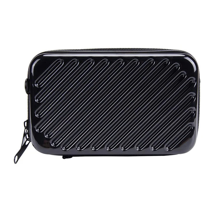 BAELLERY N1203 Mini Travel Hard Shell Makeup Bag ABS+PC Portable Cosmetics Phone Crossbody Bag - Black