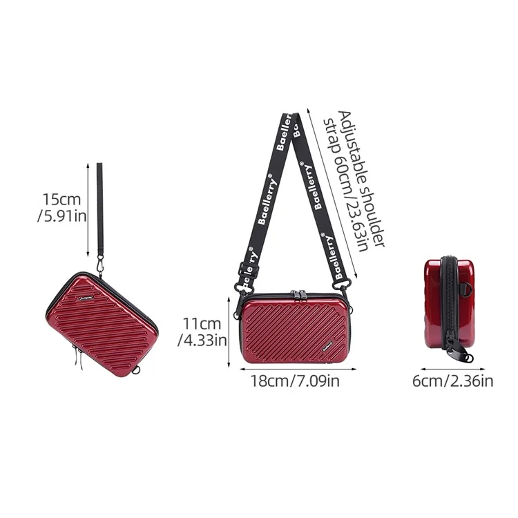 BAELLERY N1203 Mini Travel Hard Shell Makeup Bag ABS+PC Portable Cosmetics Phone Crossbody Bag - Black
