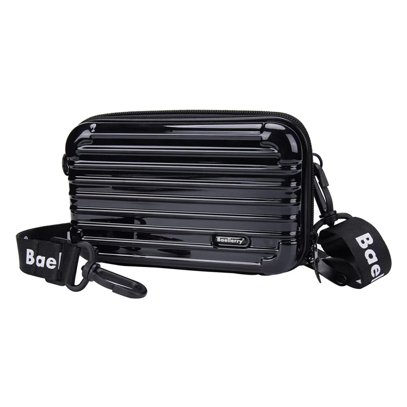 BAELLERY N1202 Stripe Design ABS+PC Hard Shell Crossbody Bag Portable Cosmetics Phone Storage Bag - Black