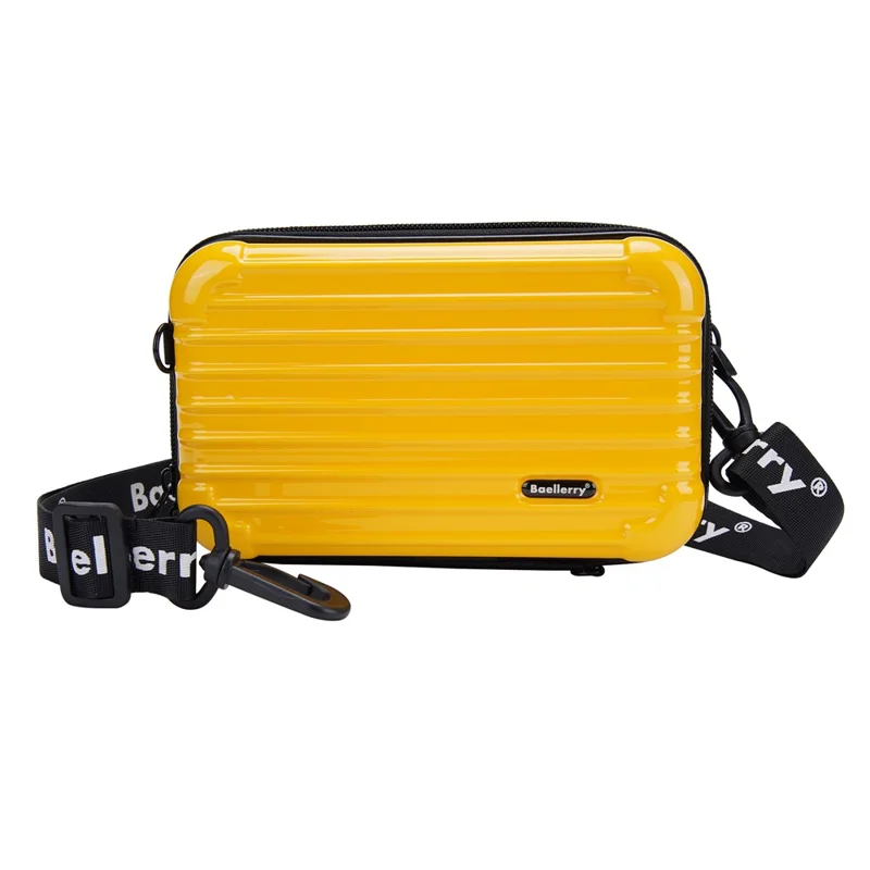 BAELLERY N1202 Stripe Design ABS+PC Hard Shell Crossbody Bag Portable Cosmetics Phone Storage Bag - Yellow