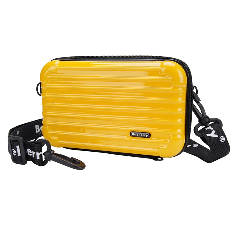 BAELLERY N1202 Stripe Design ABS+PC Hard Shell Crossbody Bag Portable Cosmetics Phone Storage Bag - Yellow