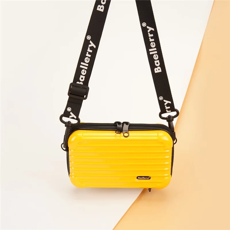 BAELLERY N1202 Stripe Design ABS+PC Hard Shell Crossbody Bag Portable Cosmetics Phone Storage Bag - Yellow