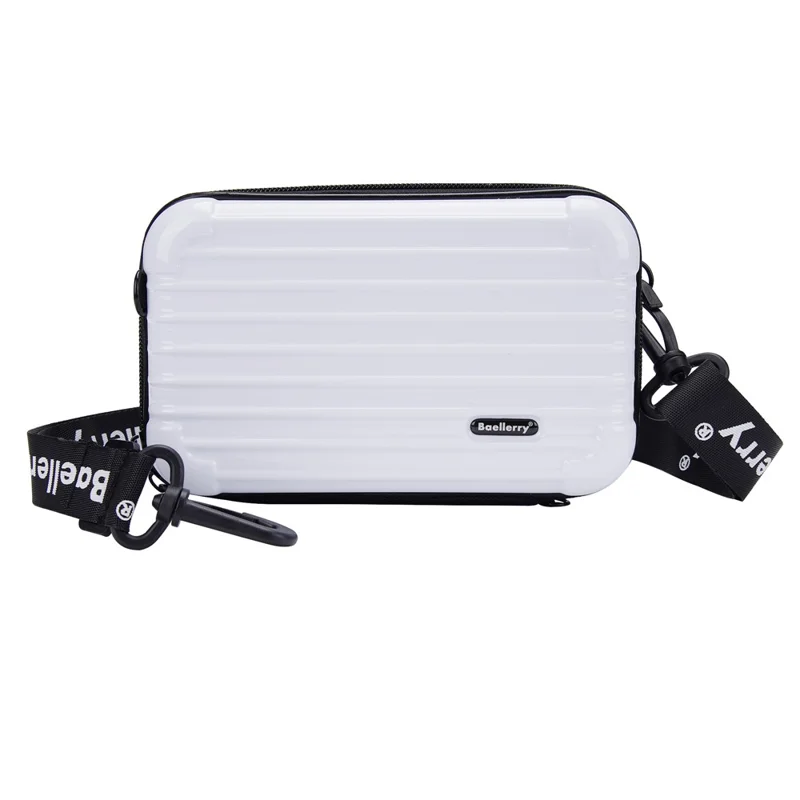 BAELLERY N1202 Stripe Design ABS+PC Hard Shell Crossbody Bag Portable Cosmetics Phone Storage Bag - White