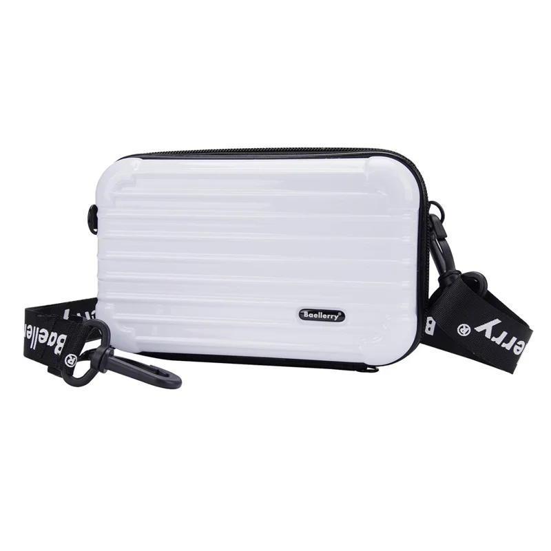 BAELLERY N1202 Stripe Design ABS+PC Hard Shell Crossbody Bag Portable Cosmetics Phone Storage Bag - White