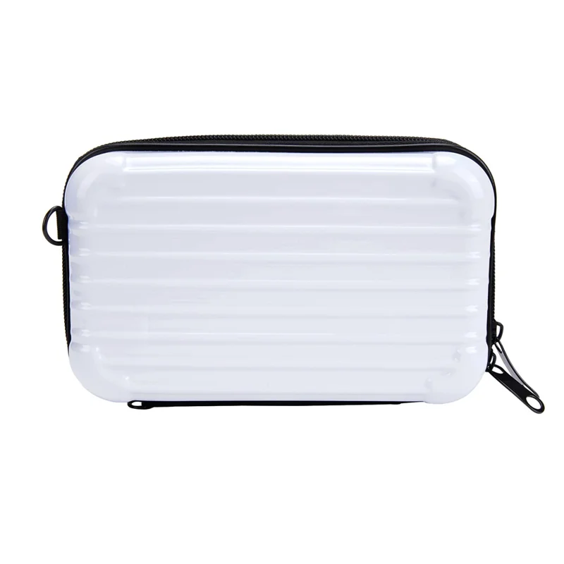 BAELLERY N1202 Stripe Design ABS+PC Hard Shell Crossbody Bag Portable Cosmetics Phone Storage Bag - White