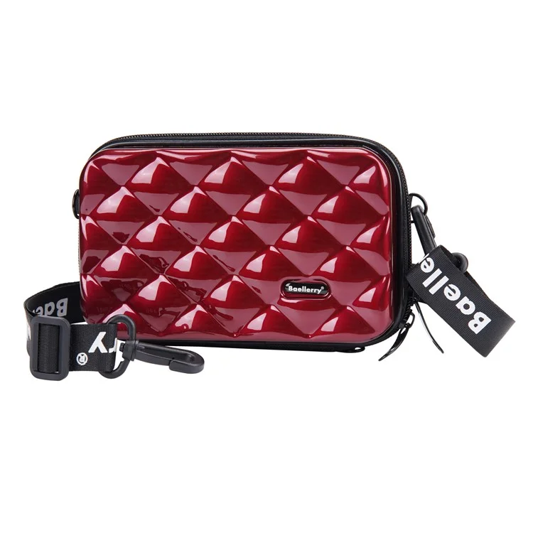 BAELLERRY N1206 ABS+PC Estuche Cosmético de Concha Dura Bolsa de Aseo Organizador Bolso Bandolera Miniatura - Rojo Vino