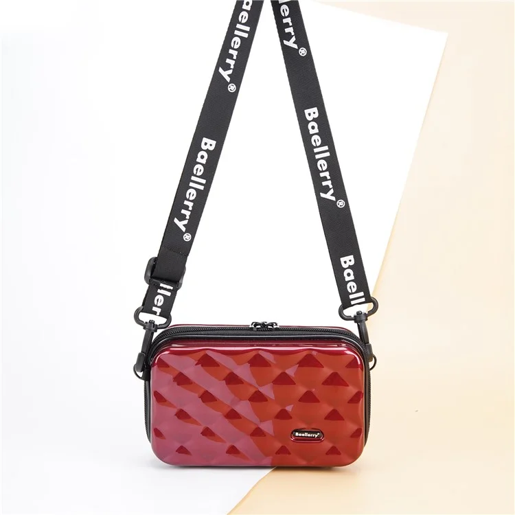 BAELLERRY N1206 ABS+PC Estuche Cosmético de Concha Dura Bolsa de Aseo Organizador Bolso Bandolera Miniatura - Rojo Vino