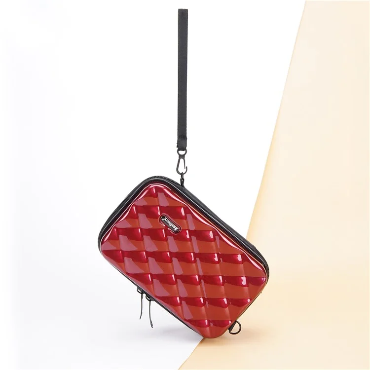 BAELLERRY N1206 ABS+PC Estuche Cosmético de Concha Dura Bolsa de Aseo Organizador Bolso Bandolera Miniatura - Rojo Vino