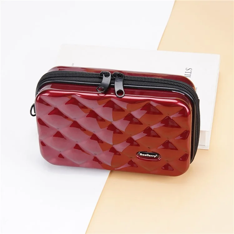 BAELLERRY N1206 ABS+PC Estuche Cosmético de Concha Dura Bolsa de Aseo Organizador Bolso Bandolera Miniatura - Rojo Vino