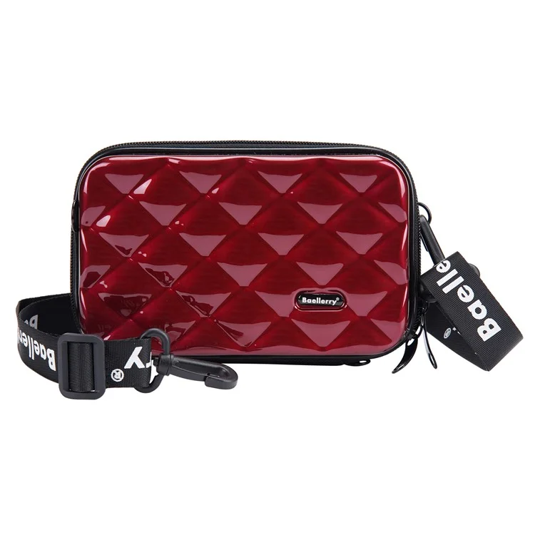 BAELLERRY N1206 ABS+PC Estuche Cosmético de Concha Dura Bolsa de Aseo Organizador Bolso Bandolera Miniatura - Rojo Vino