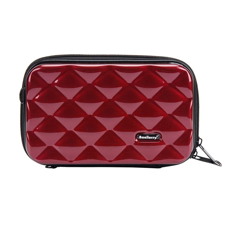 BAELLERRY N1206 ABS+PC Estuche Cosmético de Concha Dura Bolsa de Aseo Organizador Bolso Bandolera Miniatura - Rojo Vino