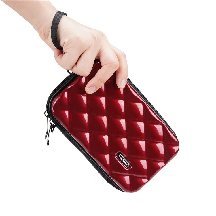 BAELLERRY N1206 ABS+PC Estuche Cosmético de Concha Dura Bolsa de Aseo Organizador Bolso Bandolera Miniatura - Rojo Vino