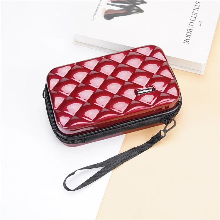 BAELLERRY N1206 ABS+PC Estuche Cosmético de Concha Dura Bolsa de Aseo Organizador Bolso Bandolera Miniatura - Rojo Vino