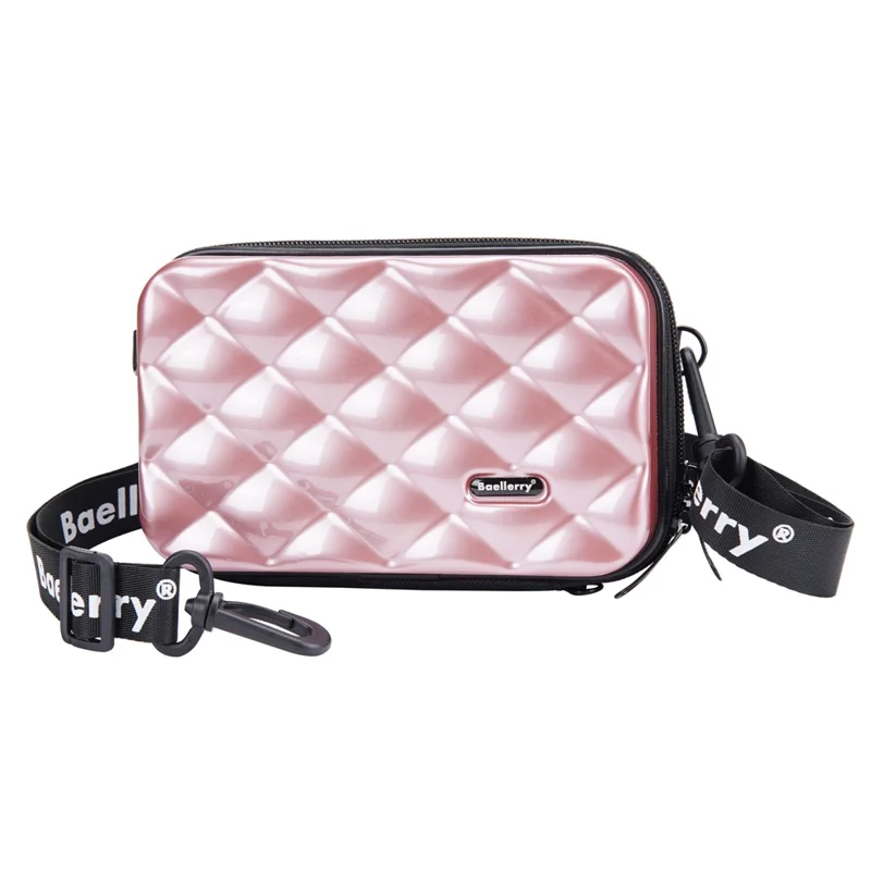 BAELLERRY N1206 ABS+PC Hard Shell Cosmetics Case Toiletry Bag Organizer Mini Crossbody Bag - Rose Gold