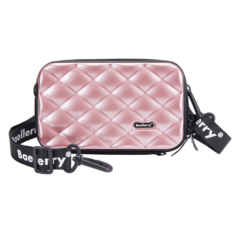 BAELLERRY N1206 ABS+PC Hard Shell Cosmetics Case Toiletry Bag Organizer Mini Crossbody Bag - Rose Gold