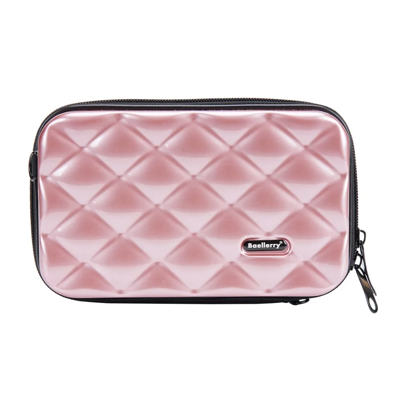 BAELLERRY N1206 ABS+PC Hard Shell Cosmetics Case Toiletry Bag Organizer Mini Crossbody Bag - Rose Gold