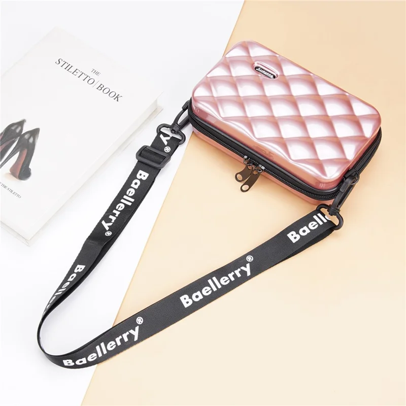 BAELLERRY N1206 ABS+PC Hard Shell Cosmetics Case Toiletry Bag Organizer Mini Crossbody Bag - Rose Gold