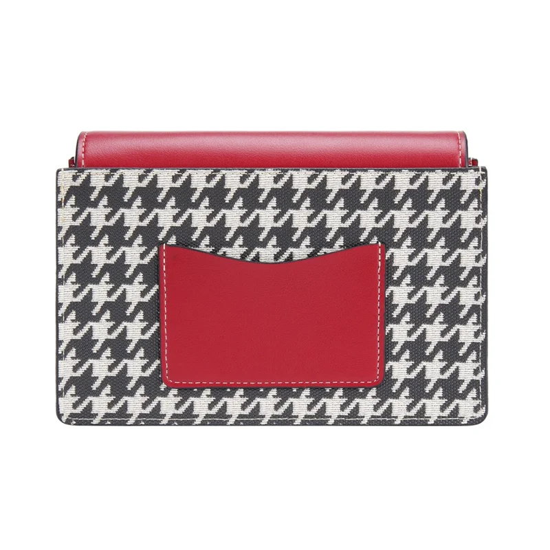 BAELLERRY N8703 Women PU Leather Bag Houndstooth Pattern Small Square Bag Crossbody Shoulder Bag - Red