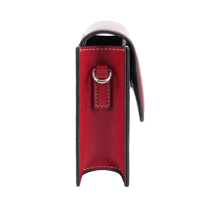 BAELLERRY N8703 Women PU Leather Bag Houndstooth Pattern Small Square Bag Crossbody Shoulder Bag - Red