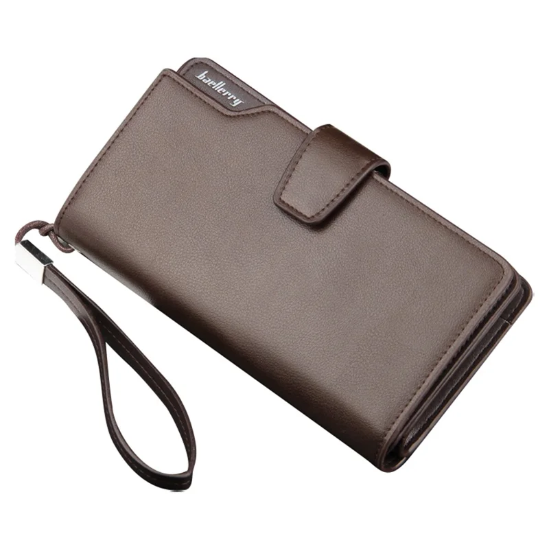 BAELLERRY S1063 Portafoglio Lungo da Uomo Portacellulare con Zip in Pelle PU - Caffè