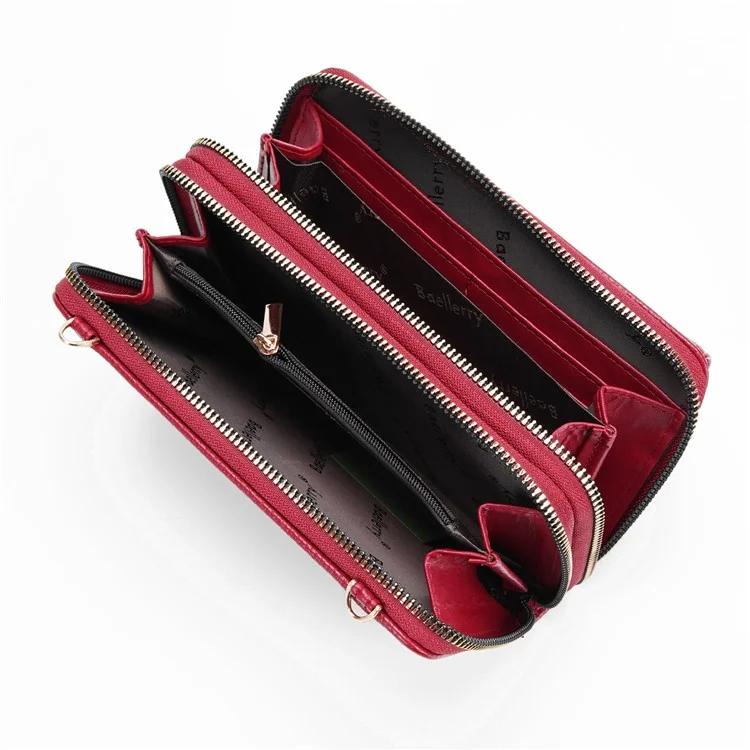 BAELLERRY N1897 PU Leather Crossbody Bag Litchi Texture Women Shoulder Handbag with Coin Purse Pouch - Wine Red