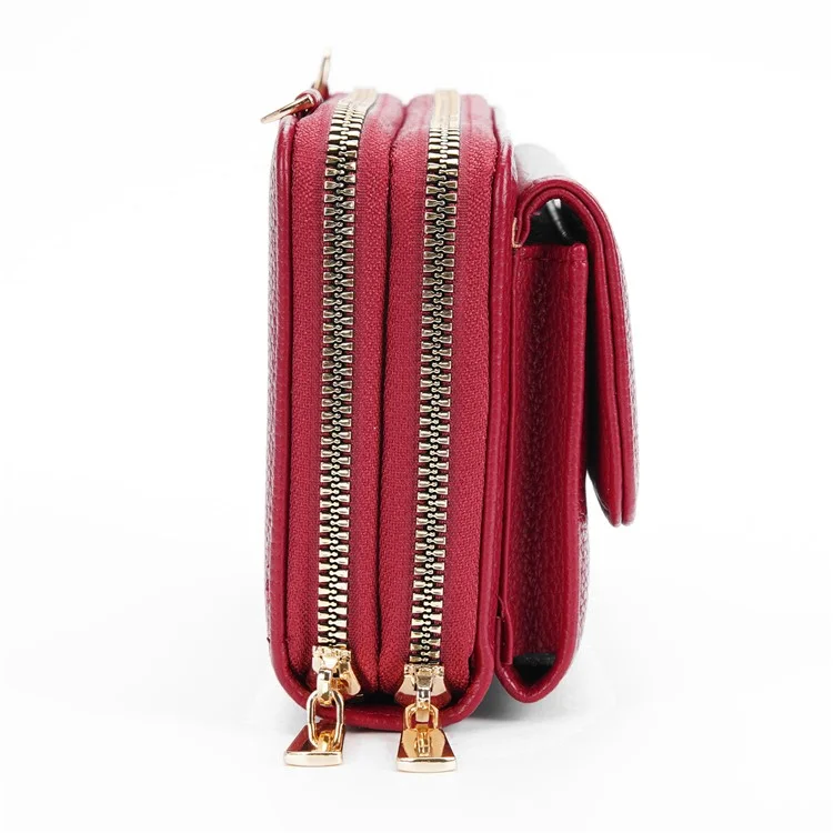 BAELLERRY N1897 PU Leather Crossbody Bag Litchi Texture Women Shoulder Handbag with Coin Purse Pouch - Wine Red