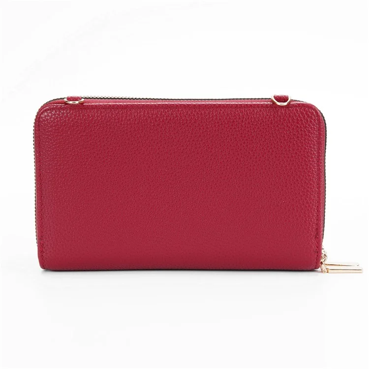 BAELLERRY N1897 PU Leather Crossbody Bag Litchi Texture Women Shoulder Handbag with Coin Purse Pouch - Wine Red