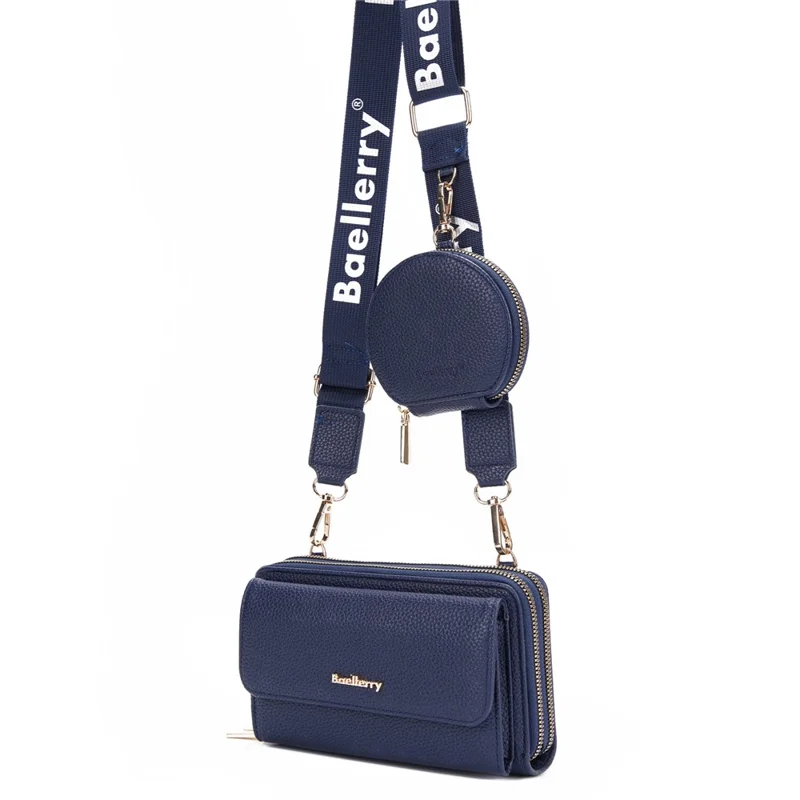 BAELLERRY N1897 PU Leather Crossbody Bag Litchi Texture Women Shoulder Handbag with Coin Purse Pouch - Dark Blue