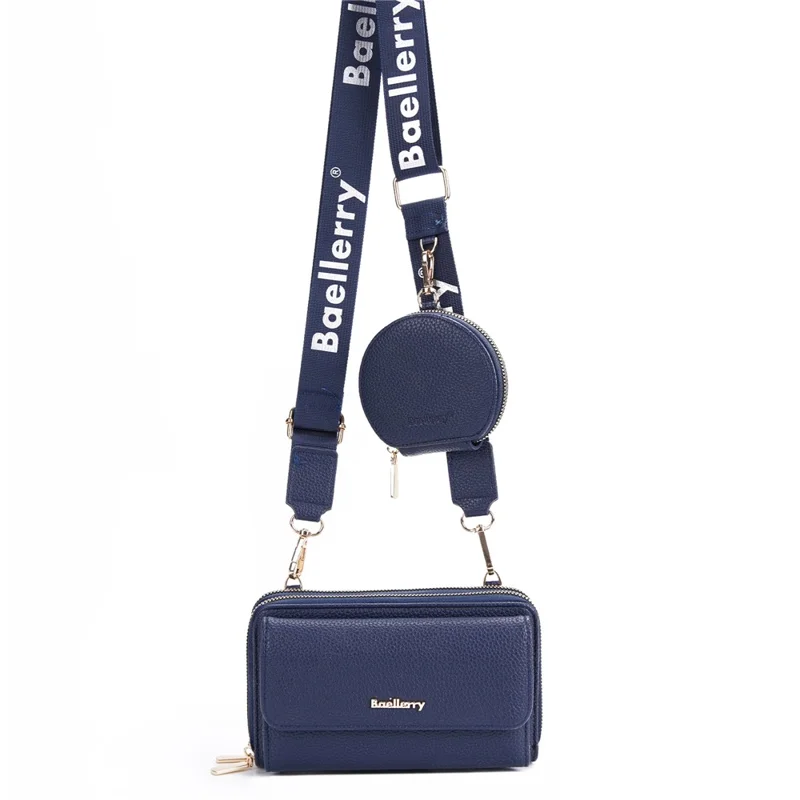 BAELLERRY N1897 PU Leather Crossbody Bag Litchi Texture Women Shoulder Handbag with Coin Purse Pouch - Dark Blue