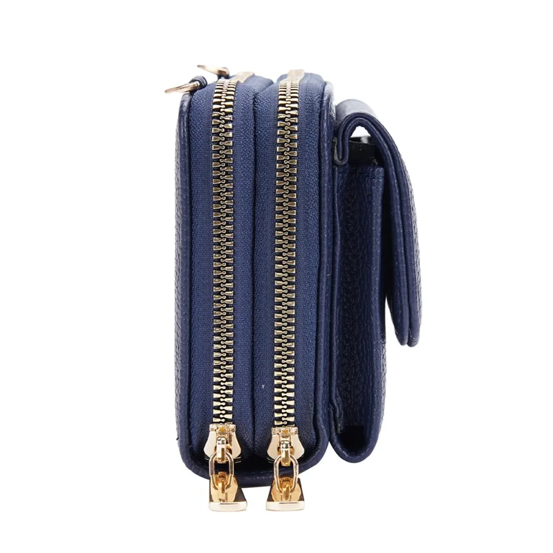 BAELLERRY N1897 PU Leather Crossbody Bag Litchi Texture Women Shoulder Handbag with Coin Purse Pouch - Dark Blue