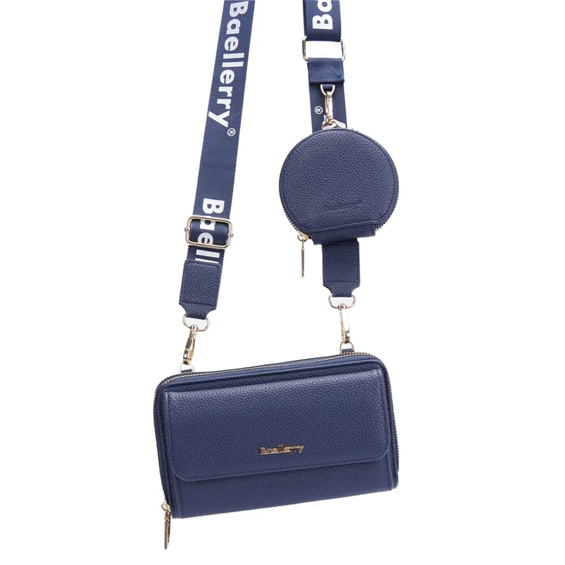 BAELLERRY N1897 PU Leather Crossbody Bag Litchi Texture Women Shoulder Handbag with Coin Purse Pouch - Dark Blue