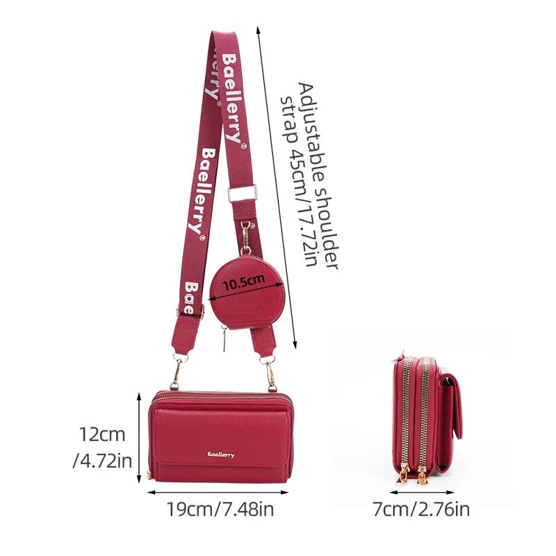 BAELLERRY N1897 PU Leather Crossbody Bag Litchi Texture Women Shoulder Handbag with Coin Purse Pouch - Dark Blue