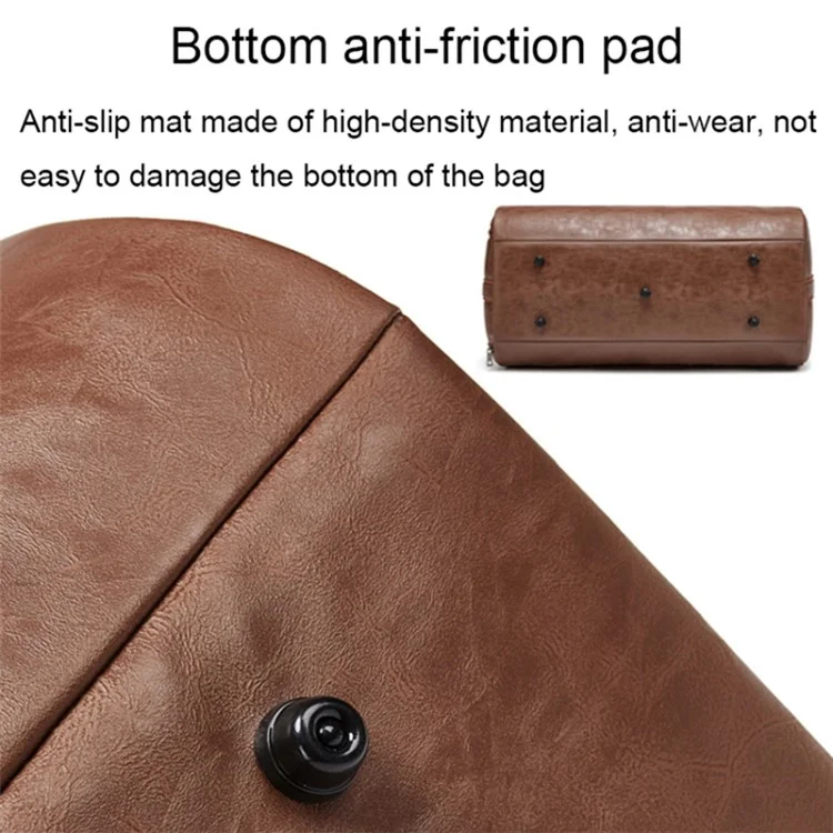Bolsa de Almacenamiento de Traje de Cuero de PU para Hombres de Gran Capacidad, Impermeable, Bolso de Viaje Bandolera - Marrón