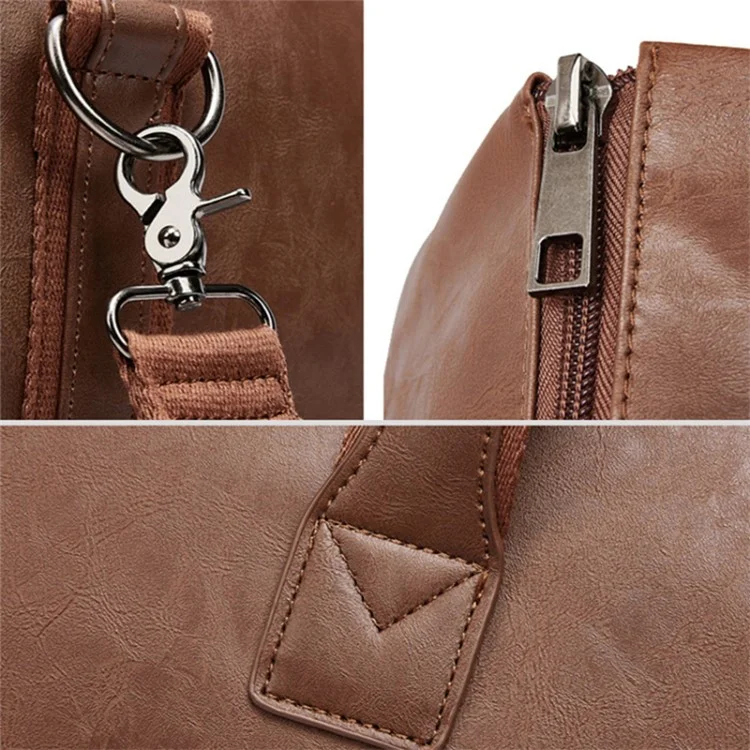 Bolsa de Almacenamiento de Traje de Cuero de PU para Hombres de Gran Capacidad, Impermeable, Bolso de Viaje Bandolera - Marrón