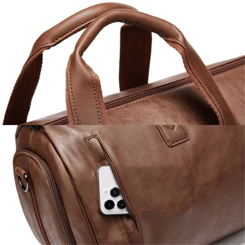 Sac de rangement pour costume en cuir synthétique pour hommes, grande capacité, imperméable, sac de voyage à bandoulière - Noir