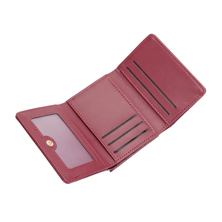 BAELLERRY N2398 Stone Texture PU Leder Tri-Fold Kurze Geldbörse Frauen Münze Bargeld Kartenhalter Tasche - Weinrot