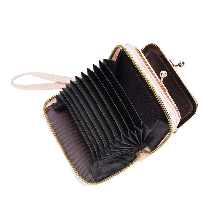 BAELLERRY N8630 Litchi Texture PU Leather Women Coin Purse Zipper Organ Card Bag - Pink