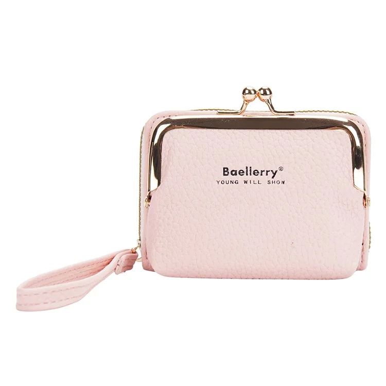 BAELLERRY N8630 Litchi Texture PU Leather Women Coin Purse Zipper Organ Card Bag - Pink