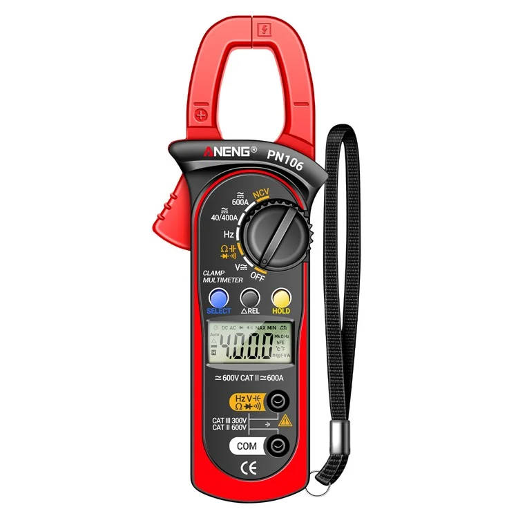 ANENG PN106 AC / DC Clamp Current Multimeter Digital Display 4000 Counts Pliers Meter with Lanyard