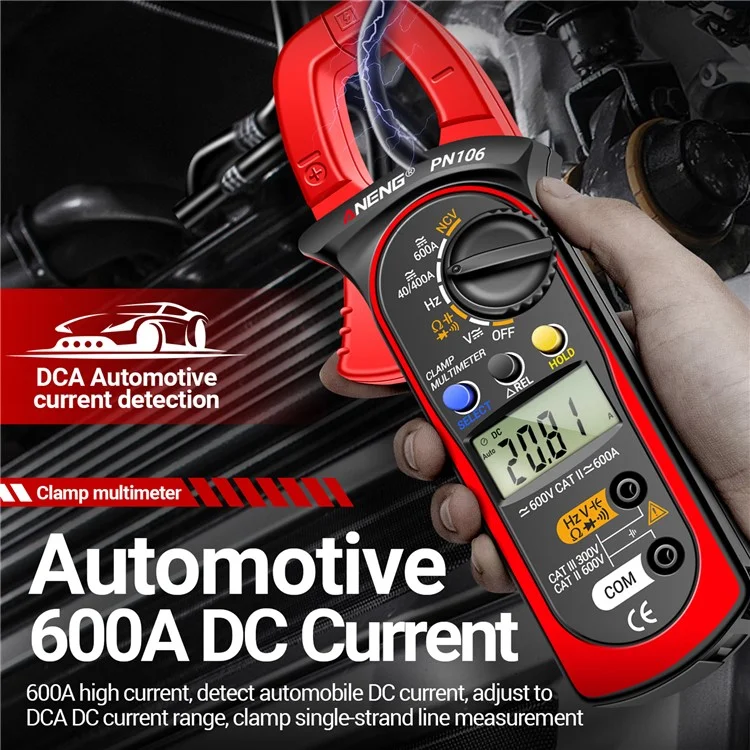 ANENG PN106 AC / DC Clamp Current Multimeter Digital Display 4000 Counts Pliers Meter with Lanyard