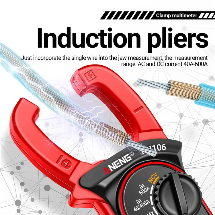 ANENG PN106 AC / DC Clamp Current Multimeter Digital Display 4000 Counts Pliers Meter with Lanyard