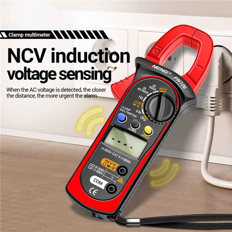 ANENG PN106 AC / DC Clamp Current Multimeter Digital Display 4000 Counts Pliers Meter with Lanyard