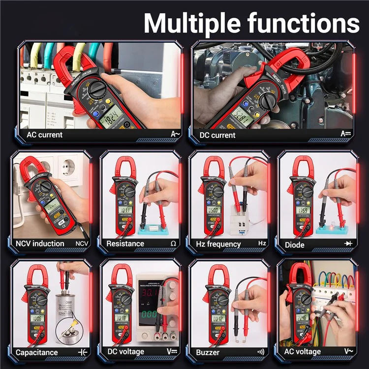 ANENG PN106 AC / DC Clamp Current Multimeter Digital Display 4000 Counts Pliers Meter with Lanyard