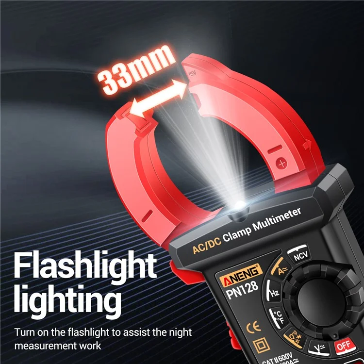 ANENG PN128 AC / DC Klemme Stromvielfach-Multimeter 4000 Zähler NCV Induktionsmessung Zangentester mit Taschenlampe - Rot