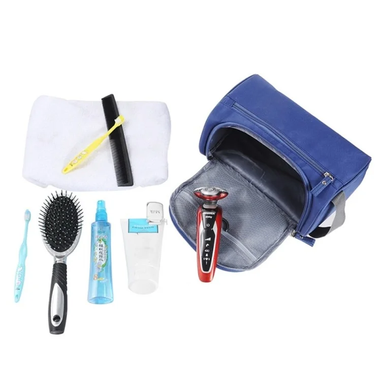 Bolsa de Maquiagem de Tecido Oxford 300D para Mulheres - Azul Escuro