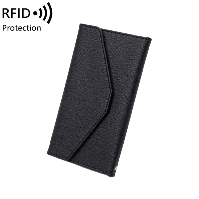 RFID Blocking Card Holder Wallet PU Leather Tri-Fold Travel Passport Bag Document Organizer - Orange