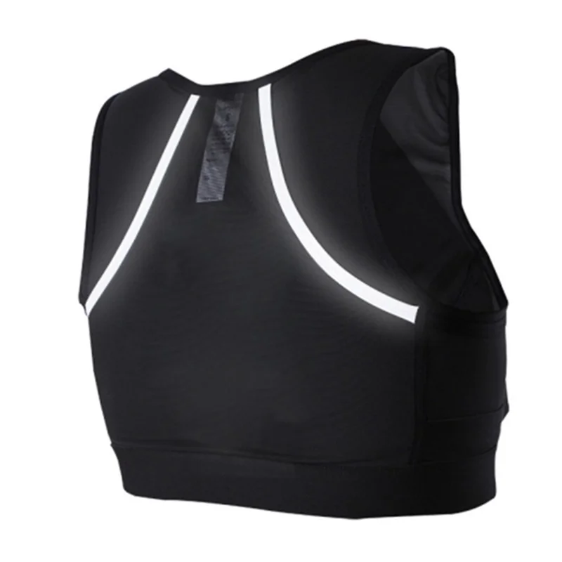 Chest Phone Holder Running Vest Reflective Night Jogging Polyester Vest with Pockets - Size M
