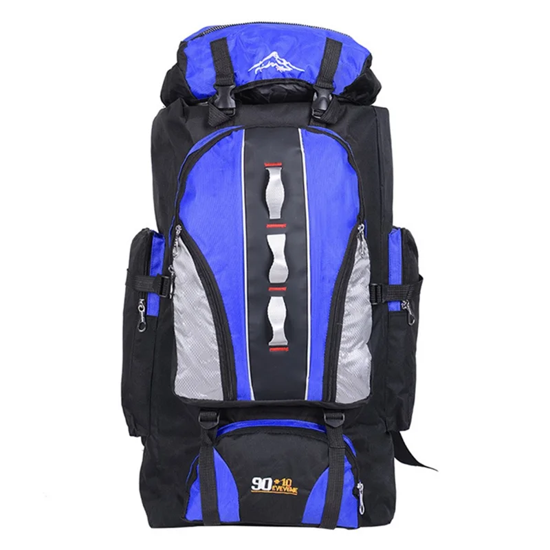90L+10L Waterproof Nylon Large Capacity Outdoor Climbing Backpack Travel Camping Hiking Rucksack - Blue