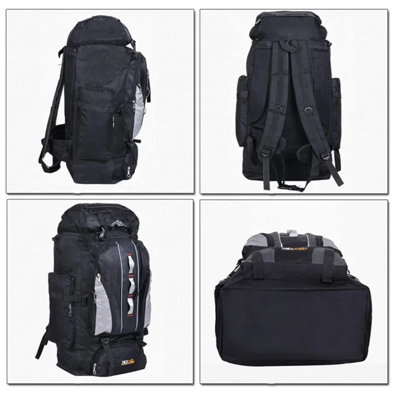 90L+10L Waterproof Nylon Large Capacity Outdoor Climbing Backpack Travel Camping Hiking Rucksack - Blue